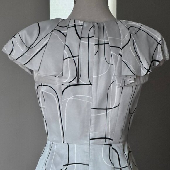 Banana Republic Unique Graphic Silk-Linen Blend Dress in Trending Silver Grey Co - Picture 6 of 8